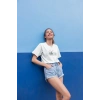 Kadın Özel Baskılı Modern Fit %100 Pamuk Bisiklet Yaka T-Shirt