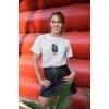 Kadın Özel Baskılı Modern Fit %100 Pamuk Bisiklet Yaka T-Shirt