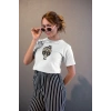Kadın Özel Baskılı Modern Fit %100 Pamuk Bisiklet Yaka T-Shirt