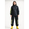 Kadın Premium Motorcu Kurye Yağmurluk Takım Su Geçirmez PVC Reflektörlü Siyah