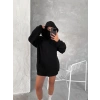 Kadın Samuray Ninja Çift Kapüşonlu Maske Detaylı 3 İplik Hoodie - Siyah