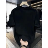 Kadın T-Shirt Bisiklet Yaka Kısa kol Baskılı Tişört - Siyah