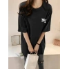 Kadın T-shirt Bisiklet yaka  NY Baskılı kısa kol Tişört - Siyah