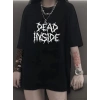 Kadın T-shirt Bisiklet Yaka Oversize Kısa Kollu Tişört - Siyah