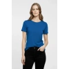 Kadın T-Shirt Bisiklet Yaka Slim Fit Likralı Tişört Yazlık Basic Body - İndigo