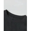 Kadın T-Shirt Ördek Baskılı Bisiklet Yakalı Kısa kol Tişört - Siyah