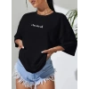 Kadın T-shirt Penye Compack Classical Baskılı Kısa kol Tişört - Siyah