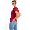 Kadın T-Shirt V Yaka Slim Fit Likralı Tişört Yazlık Basic Body - Kırmızı