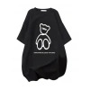 Kadın Tişört Penye Compack Baskılı Oversize Bisiklet Yaka T-shirt - Siyah