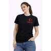 Kadın TÜRKİYE Ay Yıldız Baskılı Taraftar Forma T-Shirt - Siyah