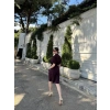 Kadın Yakalı Gömlek Kemerli Şortlu Alt-Üst Takım - Bordo