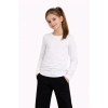 Kız Çocuk Basic Uzun Kollu Tişört Okul Günlük Rahat T-Shirt - Beyaz