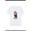 Kız Çocuk Baskılı T-Shirt - Beyaz