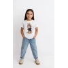 Kız Çocuk Baskılı T-Shirt - Beyaz