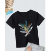 Kız Çocuk Baskılı T-Shirt- Siyah