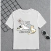 Kız Çocuk Bisiklet Yaka Baskılı T-Shirt - Beyaz
