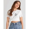 Kız Çocuk Bisiklet Yaka Baskılı T-Shirt - Beyaz