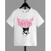 Kız Çocuk Bisiklet Yaka Baskılı T-Shirt - Beyaz