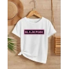 Kız Çocuk Bisiklet Yaka Baskılı T-Shirt - Beyaz