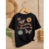 Kız Çocuk Bisiklet Yaka Baskılı T-Shirt - Siyah