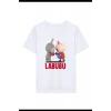 Kız Labubu Çocuk Baskılı T-Shirt - Beyaz
