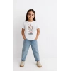 Kız Labubu Çocuk Baskılı T-Shirt - Beyaz