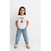 Kız Labubu Çocuk Baskılı T-Shirt - Beyaz