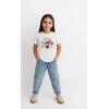 Kız Labubu Çocuk Baskılı T-Shirt - Beyaz