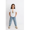 Kız Labubu Çocuk Baskılı T-Shirt - Beyaz