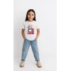 Kız Labubu Çocuk Baskılı T-Shirt - Beyaz