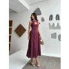 Kolsuz Uzun Kabardin Elbise - Bordo