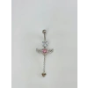 Melek Kanatlı Pembe Taşlı Sallantılı Göbek Piercing