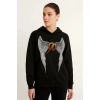 Metallica İki İplik Kapüşonlu Ön ve Arka Baskılı hoodie - Siyah