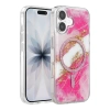 Onegif Apple İphone 16 Lotus Simli Magsafe Kapak - Pembe