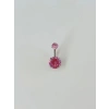 Pembe Taşlı Göbek Piercing