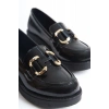 Rugan Siyah Gold Tokalı Kadın Loafer TR17MS02A