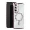 Samsung Galaxy S25 Kılıf Joke Simli Magneticsafe Kılıf - Gümüş