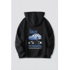 Sevgililer Günü Araba Temalı Baskılı Oversize Kapüşonlu Sweatshirt Hoodie - Siyah