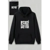 Sevgililer Günü Özel Kapüşonlu Beyci Baskılı Oversize Sweatshirt - Siyah