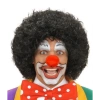 Siyah Kıvırcık Afro Peruk ve Kırmızı Sünger Burun Seti