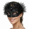 Siyah Taşlı Venedik Maskesi Lüks Tüllü Parti Maskesi