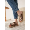 Süet Leopar Taşlı Kadın Terlik TR35MY05E