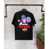 Unisex Bisiklet Yaka Kısa Kol Baskılı Çocuk T-Shirt - Siyah