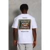 Unisex Oversize Baskılı Bisiklet Yaka T-Shirt - Beyaz