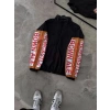 Unisex Vintage Baskılı Paraşüt Rüzgarlık - Siyah