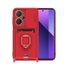 Xiaomi Redmi Note 13 Pro Plus Kılıf Zuma Kartvizitli Yüzüklü Silikon - Kırmızı