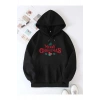 Yılbaşı Merry Christmas Baskılı Oversize Kapüşonlu Sweatshirt Hoodie - Siyah