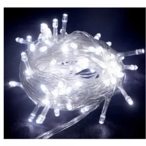 10m 100 Led Boncuk Lamba Beyaz Işık Şeffaf Kablo