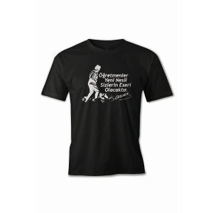 24 Kasım Öğretmenler Baskılı T-shirt - Siyah