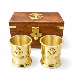 Ahşap Kutulu 2li Pirinç Shot Bardak Seti 4288a